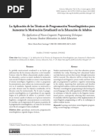 La Aplicación de Las Técnicas de Programación Neurolingüística para Aumentar La Motivación Estudiantil en La Educación de Adultos