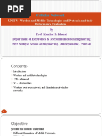 Unit V - Wireless and Mobile Technologies and Protocols and Their Performance Evaluation