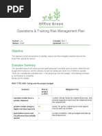 Operations & Training Risk Management Plan