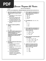 Evaluacion Bimestral de SEPTIMO PRIMER PERIODO