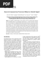 Removal of Ammonia From Wastewater Effluent by Chlorella Vulgaris