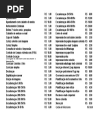 Tabela de Preços Atualizado