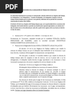 Las Vacaciones en La Legislación de Trabajo en Venezuela