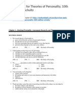 Test Bank For Theories of Personality 10th Edition Schultz