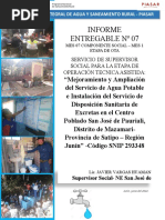 Informe #01 San Jose de Pauriali Mes 7 Supervisor Social