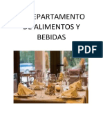 El Departamento de Alimentos y Bebidas