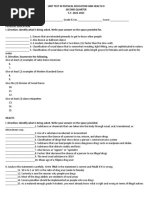 UNIT TEST IN PHYSICAL EDUCATION AND HEALTH 9 2nd