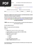 Summative B and C Respiration in Yeast