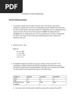 Linear Programming Questions