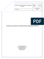 Protocolo Limpieza y Desinfeccion de Ambientes COVID-19