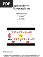 Epinephrine Vs Norepinephrine: Advanced Pharmacology Dr. Sana' Al Aqqad by Students: Ali Ghanem Ismael Bani Matar