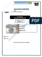 Life Science Grade 11 March 2022 QP and Memo