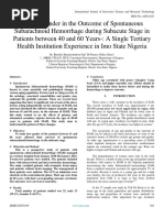 Role of Gender in The Outcome of Spontaneous Subarachnoid Hemorrhage During Subacute Stage in Patients Between 40 and 60 Years-: A Single Tertiary Health Institution Experience in Imo State Nigeria