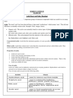 Acids Bases and Salts-Handout: Subject: Science Class Vii