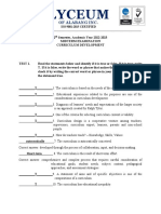 Curriculum Development - Midterm Examination