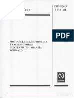 Norma COVENIN 1775-81 - Motocicletas, Motonetas y Ciclomotores. Contrato de Garantía, Formato