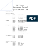 BF Falcon Workshop Manual Specifications List