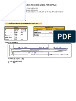 Calculo de Acero en Vigas Principales: As Mu/ (0.9 Fy (D-A/2) ) A As Fy/ (0.85 F C B)