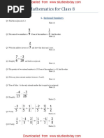 CBSE Class 8 Mathematics Worksheet - Rational Numbers