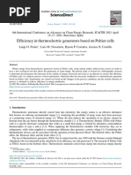 Efficiency in Thermoelectric Generators Based On Peltier Cells