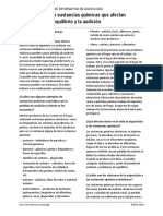 Las Sustancias Quimicas Que Afectan El Equilibrio y La Audicion