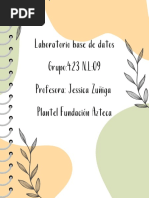 Laboratorio Base de Datos Grupo:423 N.L:09 Profesora: Jessica Zuñiga Plantel Fundación Azteca