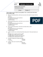 9G Environmental Chemistry Multiple Choice Test