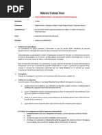 Rúbrica para El Trabajo Final (Caso Kent Chemicals) 2023-1