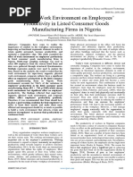 Effect of Work Environment On Employees' Productivity in Listed Consumer Goods Manufacturing Firms in Nigeria