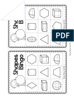 2D and 3D Shapes BINGO Black and White 3x3