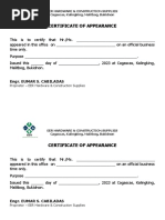 Certificate of Appearance