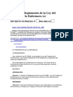 Reglamento de La Ley 27669 Ley Del Trabajo de La Enfermera