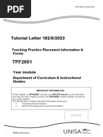 Tutorial Letter 102/0/2023: Teaching Practice Placement Information & Forms