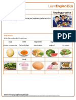 Reading Practice School Lunch Menu Worksheet