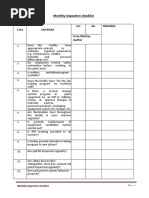 Monthly Ispection Cheklist