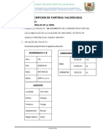 Descripcion de Partidas Valorizadas 