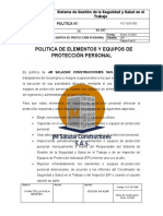 PLT-SST-005 Política de Elementos y Equipos de Proteción Personal