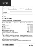 Geography: Paper 1 Living With The Physical Environment