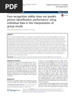 Face Recognition Ability Does Not Predict Person Identification Performance: Using Individual Data in The Interpretation of Group Results