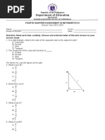 Fourth Quarter Assessment in Mathematics 9