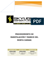 Procedimiento de Manipulación y Manejo Del Monta Cargas.