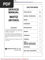 Daewoo Matiz 03 SM f8c Sohc Engine 0 8l