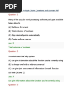 Word Processing Multiple Choice Questions