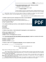 Atividade Avaliativa - SUBJUNTIVO E ADVÉRBIO - 7º Ano