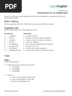 British Council Listening A2 - Instructions For An Assignment