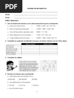 Prueba Diagnostica 5° - Matematica