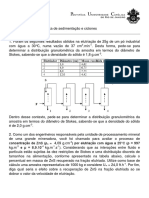 Lista de ExercÃ - Cios de ElutriaÃ Ã O, Caixa de Poeira, Ciclones e Hidrociclones