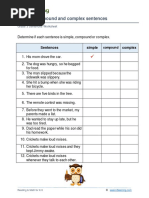 Grade 3 Simple Compound Complex Sentences B