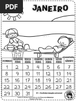 Calendario Mensal para Colorir