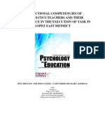 Instructional Competencies of Mathematics Teachers and Their Performance in The Execution of Task in Lopez East District